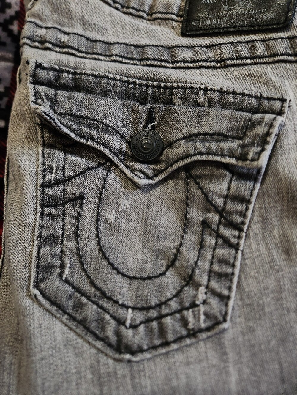 ​Y2K True Religion Billy Low Rise Grey Wash Flap Pocket Jeans 29 EUC - Picture 8 of 10